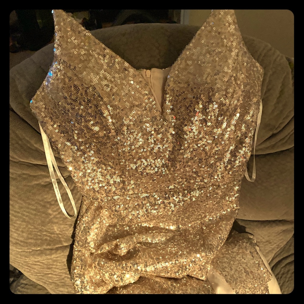 B. Smart rose gold sequin dress